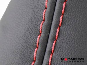 FIAT 124 Spider Gear Shift / eBrake Boot Kit - Black Italy - Black Leather w/ Red Stitching